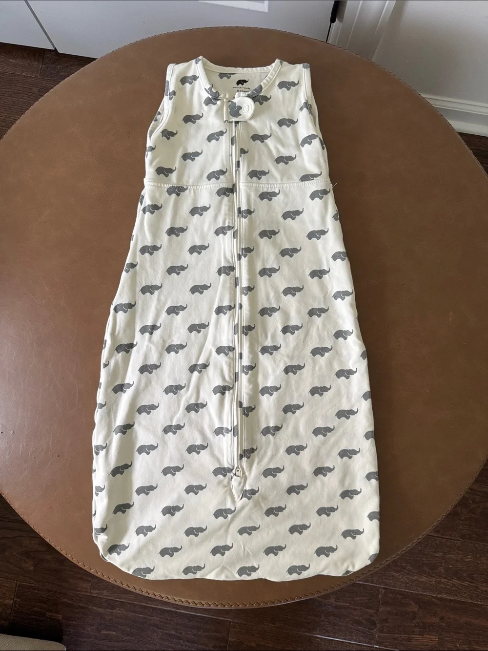 Monica + Andy Organic Cotton Sleep Sack with Gray Elephant print 9-12 months
